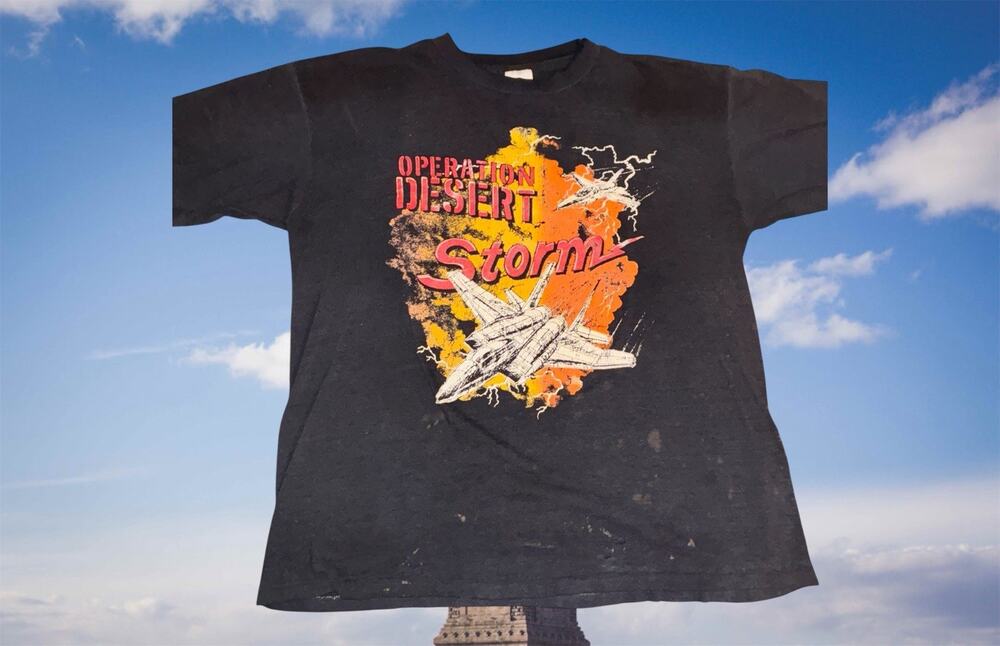 Operation Desert Storm Fighter Jet T-shirt Vintage 1991 Black XL 22x28